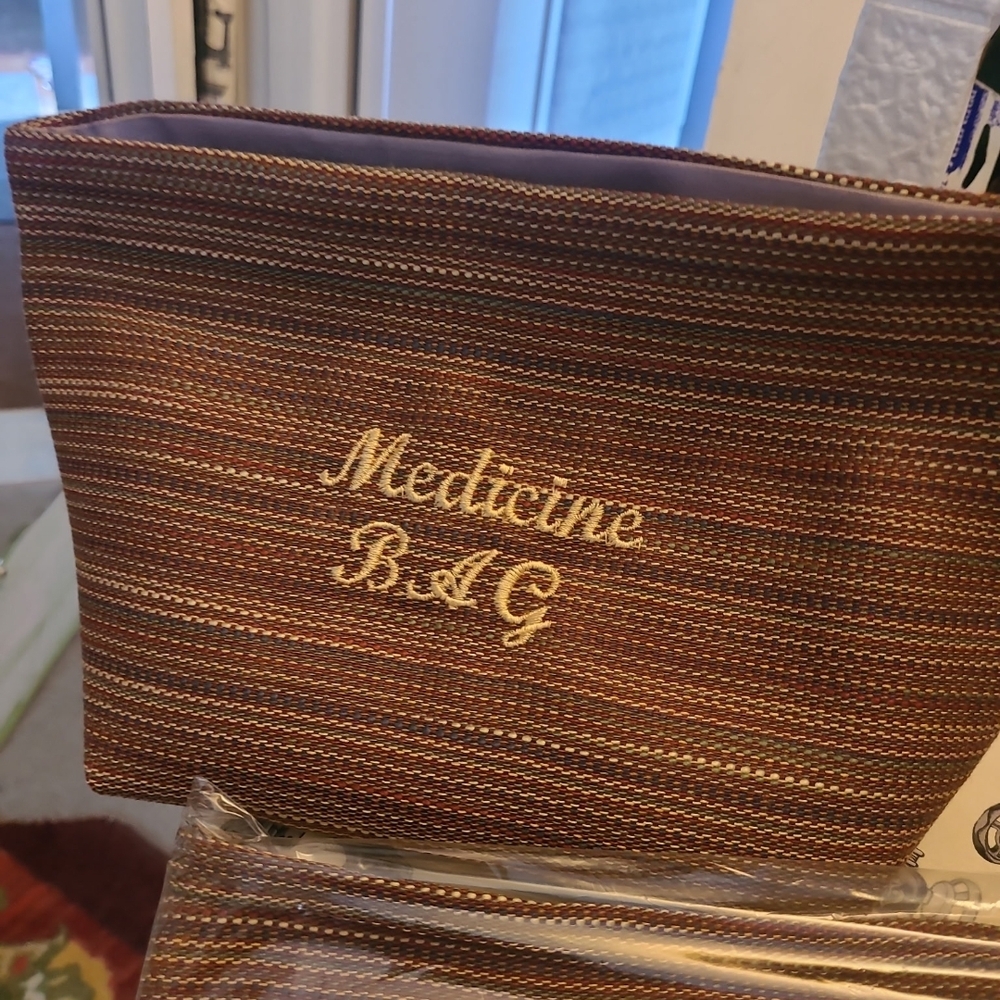 Elegant Brown Striped Toiletry Bag